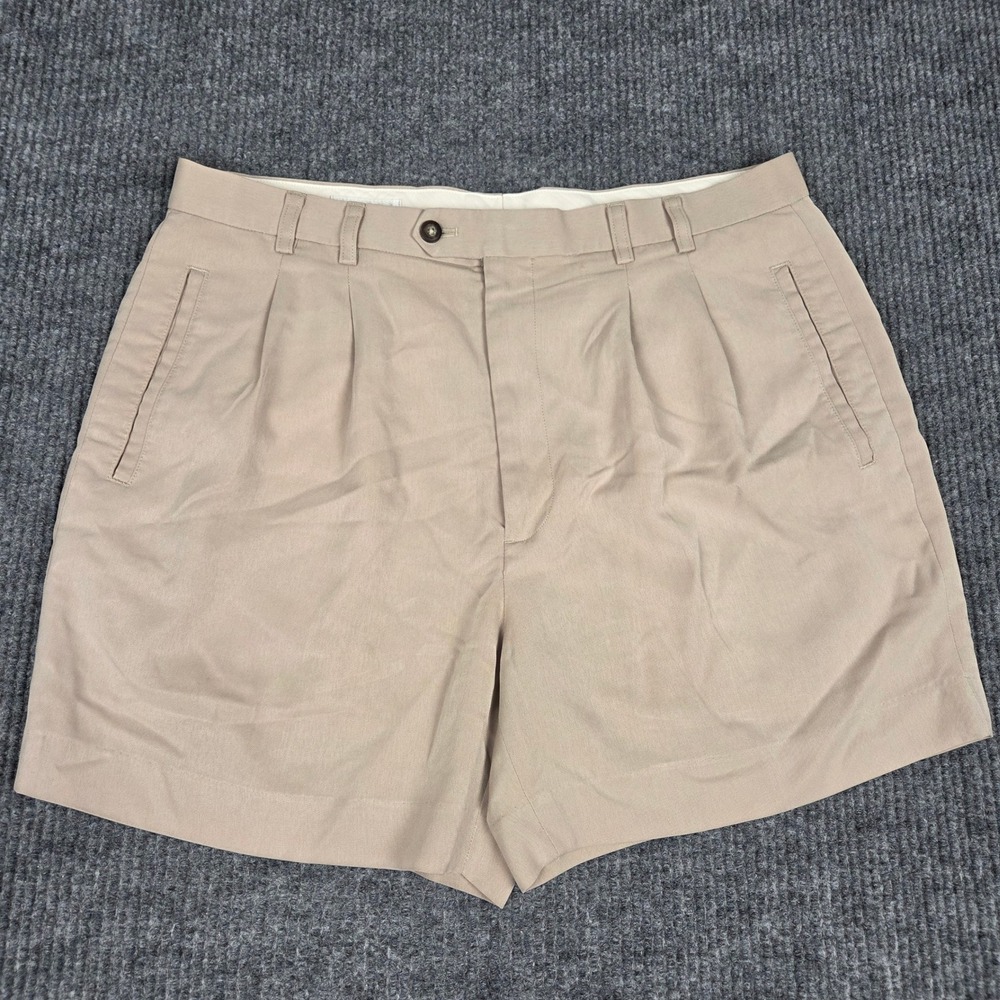 Cutter & Buck Mens Khaki Tan Pleated Golf Shorts Size 36 Rayon Blend Solid